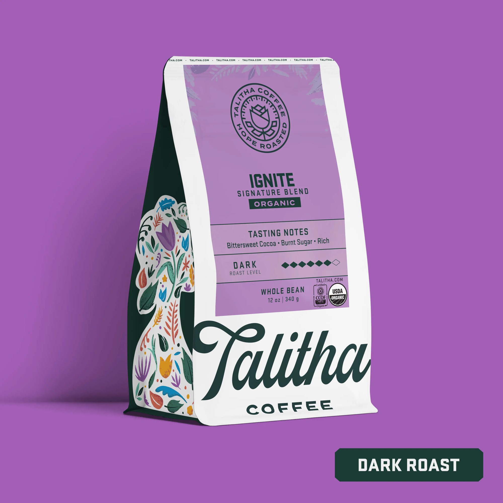 Organic Talitha Ignite Blend coffee dark roast