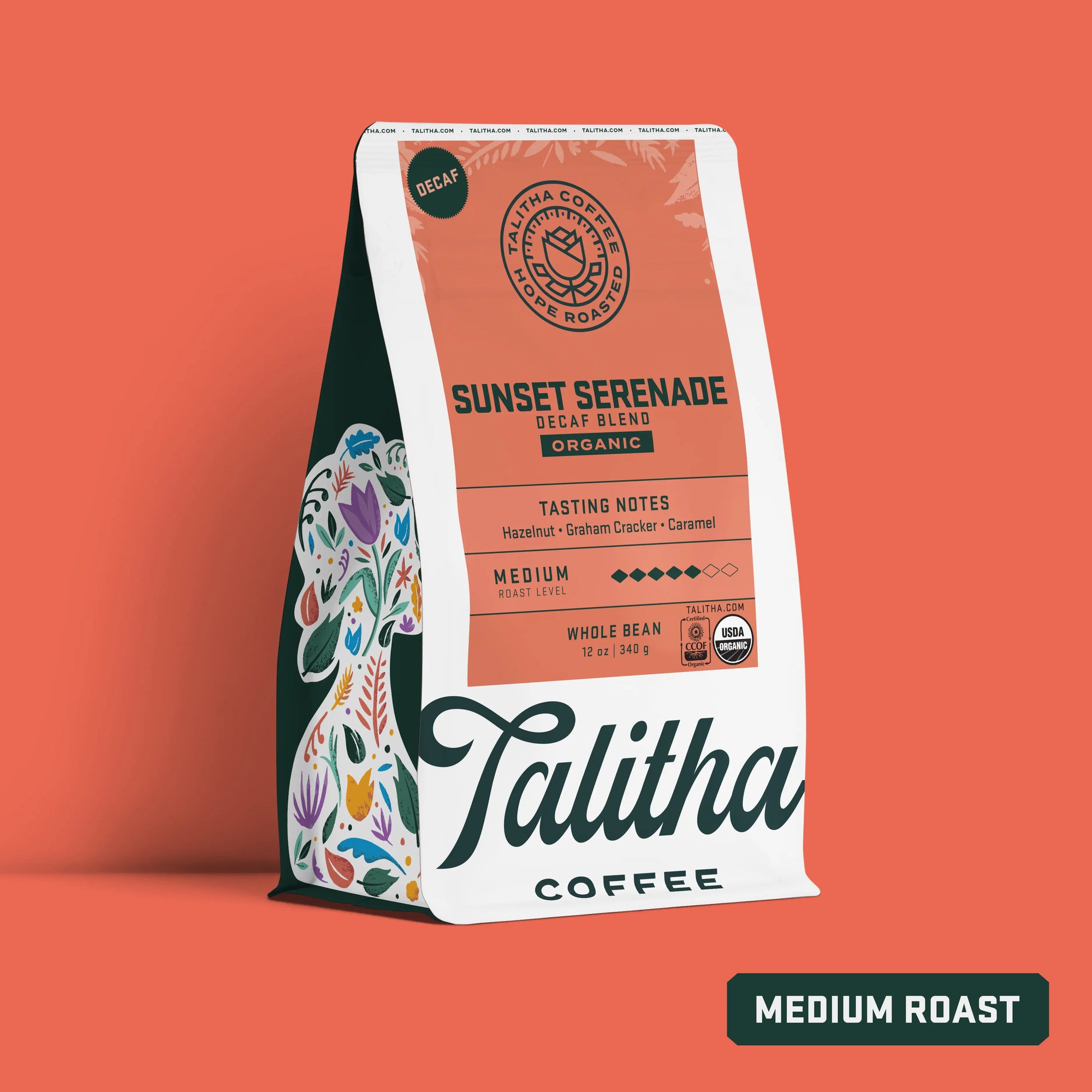 Bag of Talitha Sunset Serenade Decaf Blend medium roast