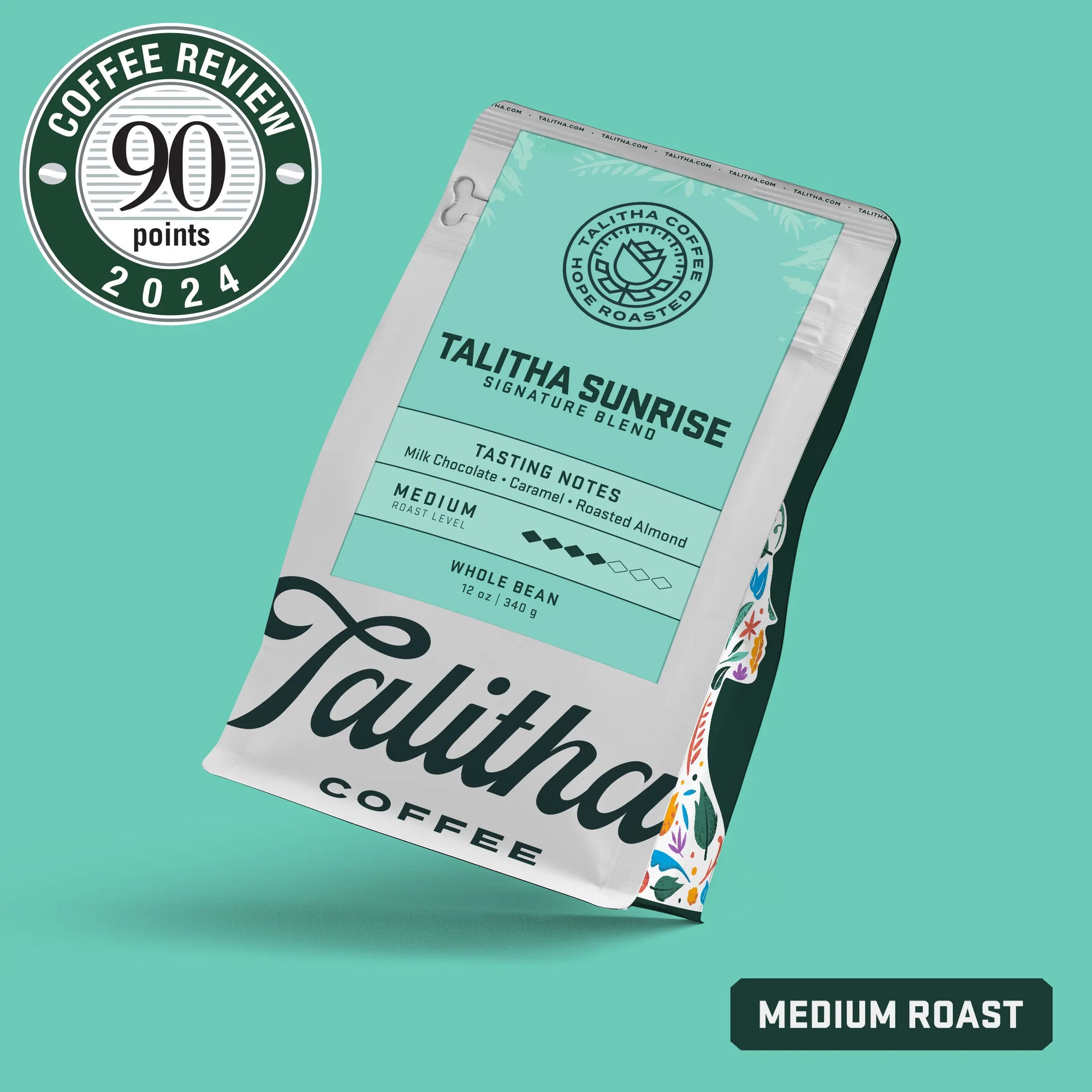 Bag of Talitha Sunrise Blend coffee medium roast