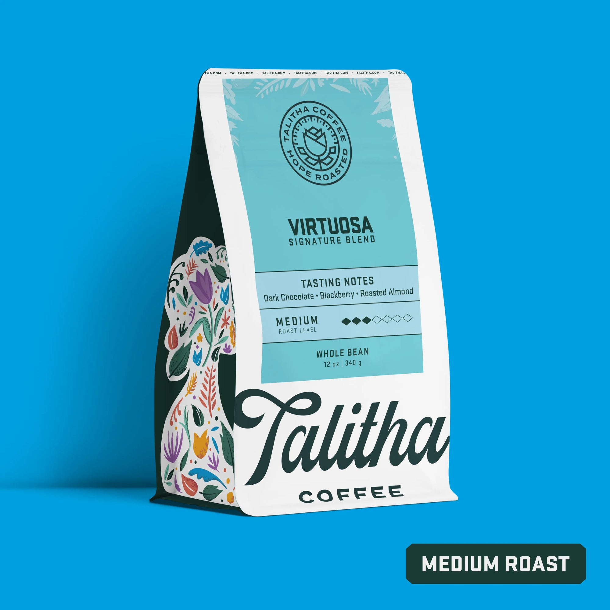12 oz Bag of Talitha Virtuosa Blend coffee medium roast 